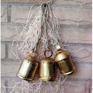                       Onlinecraft Iron Bell Gold 3 Pc ( 3.5 Inch ) Mountable Cowbell (Iron)                                              