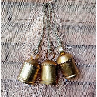 Onlinecraft Iron Bell Gold 3 Pc ( 3.5 Inch ) Mountable Cowbell (Iron)