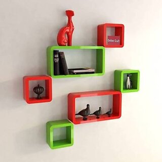 Wooden Wall Shelf Wooden Wall Shelf (Number Of Shelves - 6, Red, Green)