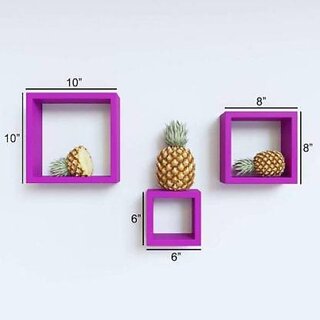                       Wooden Wall Shelf (Number Of Shelves - 3, Pink)                                              