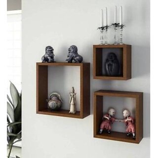                       Wooden Wall Shelf (Number Of Shelves - 3, Brown)                                              
