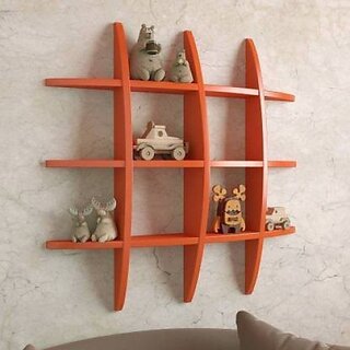                       Wooden Wall Shelf (Number Of Shelves - 12, Red)                                              