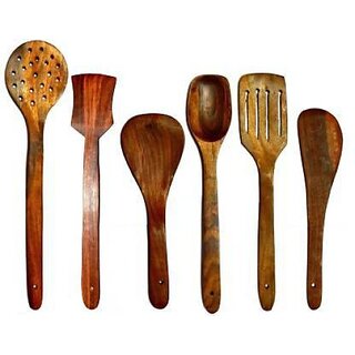 Onlinecraft Ch2916 Kitchen Tool Set (Brown, Cooking Spoon, Spatula)