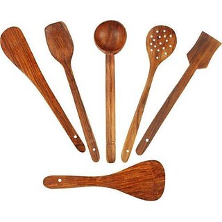                       Onlinecraft Ch2793 Kitchen Tool Set (Borwen, Cooking Spoon, Spatula, Ladle)                                              