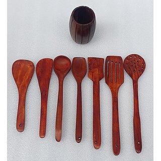                      Onlinecraft Ch3126 Spoon Stand Kitchen Tool Set (Brown, Cooking Spoon)                                              