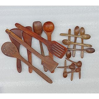                       Onlinecraft 19 Pc Soopen Set Kitchen Tool Set (Brown, Cooking Spoon)                                              