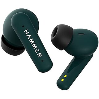 HAMMER Airflow Plus TWS Earbuds with Bluetooth 5.1 Smart Touch Control Type-C Charging IPX4 Rated SweatProof Stereo Sound Upto 23 Hours Playback Noise Isolation (Emerald Green)