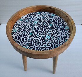 Onlinecraft Wooden Side Table Engineered Wood Side Table (Finish Color - Blue, Pre-Assembled)