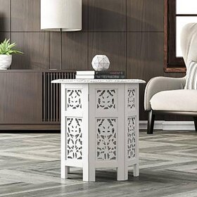 Onlinecraft Solid Wood Side Table (Finish Color - White, Diy(Do-It-Yourself))
