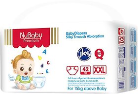 Nubaby Premium  Baby Diapers,XXL (XXL), 42 Count, above 15 kg With 5 in 1 Comfort,Diaper
