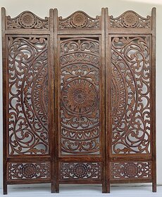 Onlinecraft Solid Wood Decorative Screen Partition (Free Standing, Finish Color - Brown, 3, Diy(Do-It-Yourself))