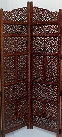 Onlinecraft Solid Wood Decorative Screen Partition (Free Standing, Finish Color - Borwn, 3, Diy(Do-It-Yourself))