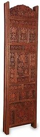 Onlinecraft Solid Wood Decorative Screen Partition (Floor Standing, Finish Color - Brown, 4, Pre-Assembled)