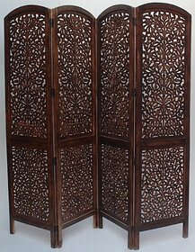 Onlinecraft Solid Wood Decorative Screen Partition (Free Standing, Finish Color - Brown, 4, Diy(Do-It-Yourself))