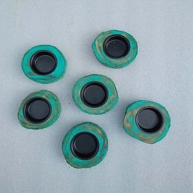 A3288 Wooden 1 - Cup Candle Holder Set (Green, Pack Of 1)