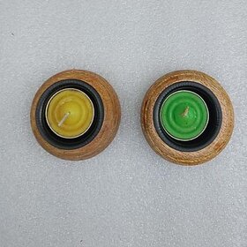 L3270 Wooden 1 - Cup Candle Holder Set (Gold, Pack Of 1)