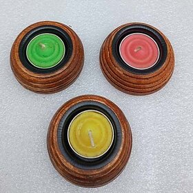 G3282 Wooden 1 - Cup Candle Holder Set (Brown, Pack Of 1)