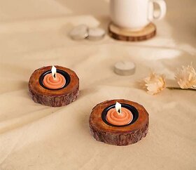N3285 Wooden 1 - Cup Candle Holder Set (Brown, Pack Of 1)