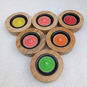 W3270 Wooden 1 - Cup Candle Holder Set (Gold, Pack Of 1)
