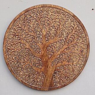                       Mango Wood Carving Panel 24X24 Inch (24 Inch X 24 Inch, Brown)                                              