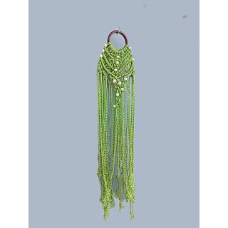                       Onlinecraft Wall Hanging Attractive Macrame Wall Shelves For Home Decoration (Green)                                              