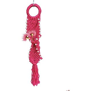                       Onlinecraft Wall Hanging Attractive Macrame Wall Shelves (Pink)                                              