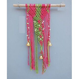Onlinecraft Wall Hanging Attractive Macrame Wall Shelves For Home Decoration (Pink Green) Onlinecraft Wall Hanging Attractive Macrame Wall Shelves For Home Decoration (Pink Green)