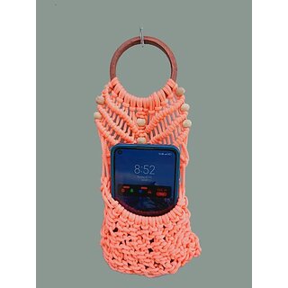 Onlinecraft Wall Hanging Macrame Mobile Stand (Orange) Onlinecraft Wall Hanging Macrame Mobile Stand (Orange)