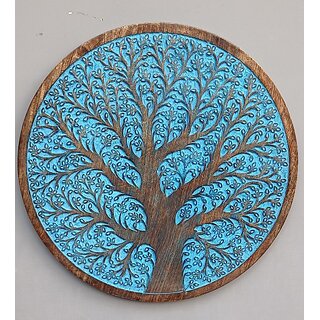 Onlinecraft Mango Wood Carving Wall Panel (24 Inch X 24 Inch, Blue, Brown) Onlinecraft Mango Wood Carving Wall Panel (24 Inch X 24 Inch, Blue, Brown)