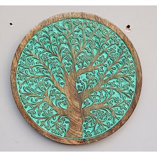                       Onlinecraft Mango Wood Carving Wall Panel (Brown, Green)                                              