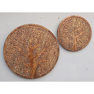                      Onlinecraft Mango Wood Carving Wall Panel (24 Inch X 24 Inch, Brown)                                              