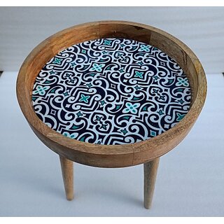                       Onlinecraft Wooden Side Table Engineered Wood Side Table (Finish Color - Blue, Pre-Assembled)                                              