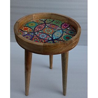                       Onlinecraft Wooden Side Table Solid Wood Side Table (Finish Color - Multi, Diy(Do-It-Yourself))                                              