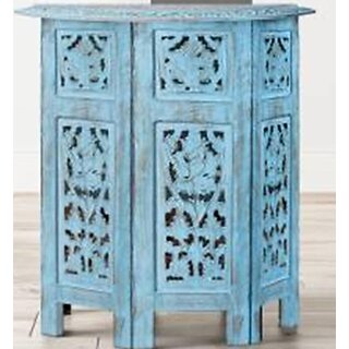                       Onlinecraft Solid Wood Side Table (Finish Color - Blue, Diy(Do-It-Yourself))                                              