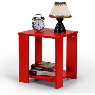                       Onlinecraft Engineered Wood Bedside Table (Finish Color - Red, Pre-Assembled)                                              