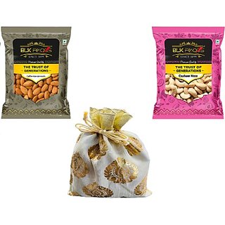                       BLK FOODS Select 200g Dry Fruit Combo Gift Pack | 100g Almond & 100g Cashew Nuts Cashews, Almonds  (200 g)                                              