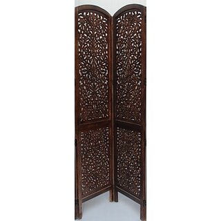 Onlinecraft Solid Wood Decorative Screen Partition (Free Standing, Finish Color - Borwn, 3, Diy(Do-It-Yourself))