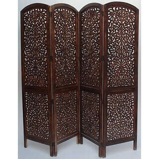 Onlinecraft Solid Wood Decorative Screen Partition (Free Standing, Finish Color - Brown, 4, Diy(Do-It-Yourself))