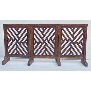                       Onlinecraft Solid Wood Decorative Screen Partition (Floor Standing, Finish Color - Brown, 3, Diy(Do-It-Yourself))                                              