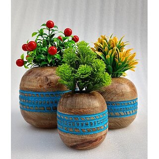 Wooden Vase (6 Inch, Brown)