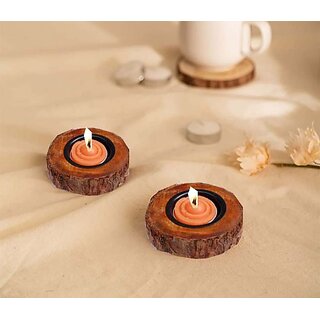                      N3285 Wooden 1 - Cup Candle Holder Set (Brown, Pack Of 1)                                              