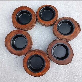                       S3287 Wooden 1 - Cup Candle Holder Set (Brown, Pack Of 1)                                              