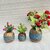 ( D7902 ) Wooden Flower Pot Stand Wooden Vase (6 Inch, Blue, Brown)
