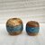 ( B7902 ) Wooden Flower Pot Stand Wooden Vase (6 Inch, Blue, Brown)