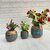 ( H7902 ) Wooden Flower Pot Stand Wooden Vase (6 Inch, Blue, Brown)