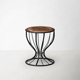 Onlinecrafts Wooden Stool Stool (Brown, Ready)