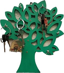 Onlinecraft Ch2705 Wooden Wall Key Holder 8 Hooks ( Green) Wood Key Holder (8 Hooks, Green)