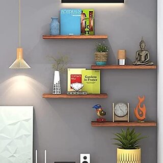                       Wooden Wall Shelf (Number Of Shelves - 4, Brown)                                              