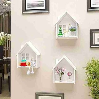                       Wooden Hut Wooden Wall Shelf (Number Of Shelves - 3)                                              