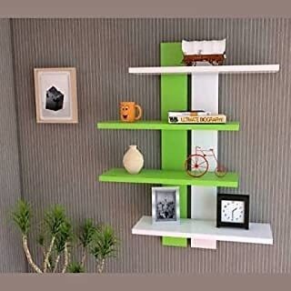 H1031 Wooden Wall Shelf Wooden Wall Shelf (Number Of Shelves - 4, Green, White) H1031 Wooden Wall Shelf Wooden Wall Shelf (Number Of Shelves - 4, Green, White)